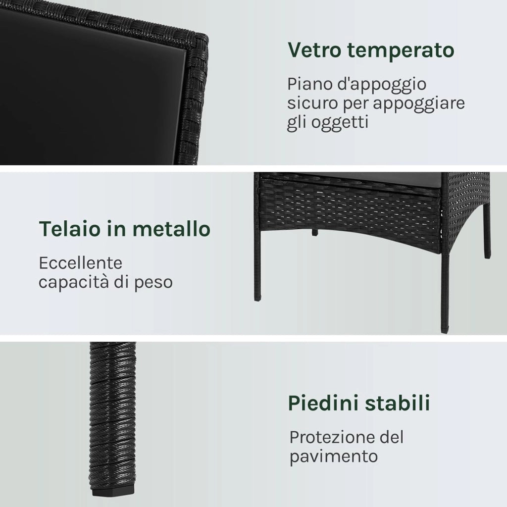 Salotto da Giardino Esterno in Polirotilene per 4 Persone, Set Mobili da Giardino con 1 Divano, 2 Poltrone, 1 Tavolino e Cuscini, per Giardino, Terrazza, Balcone, Grigio