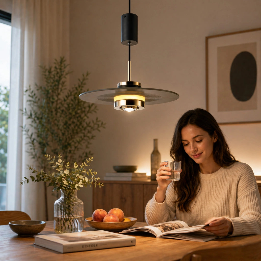 LAMPADARIO LED SOSPENSIONE MODERNO ROSSO E ORO DESIGN MINIMAL DIMMERABILE LP025