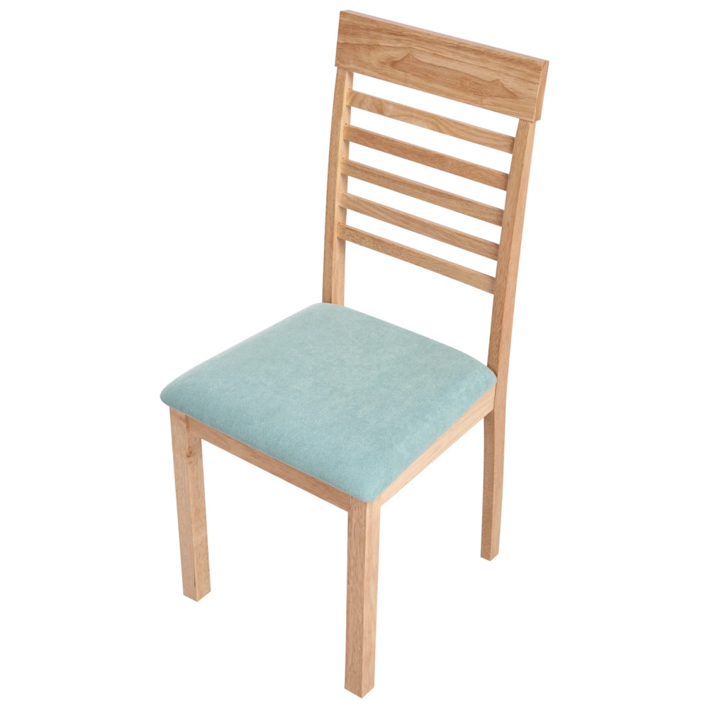 Set di 2 sedie da pranzo imbottite in legno di gomma poliestere marrone chiaro e verde menta Stile tradizionale