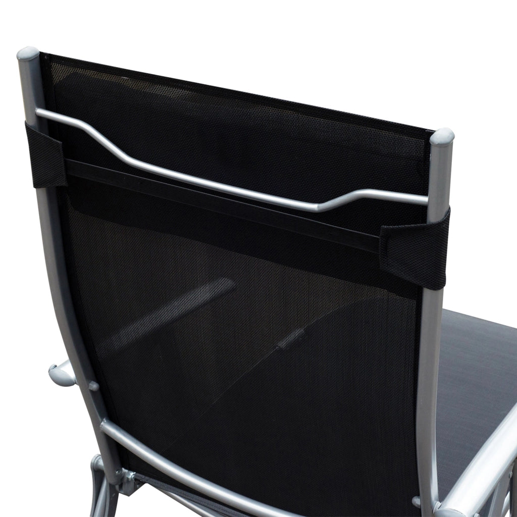 Sdraio Prendisole Relax Reclinabile Pieghevole in Metallo 137x63.5x100.5 cm Nero