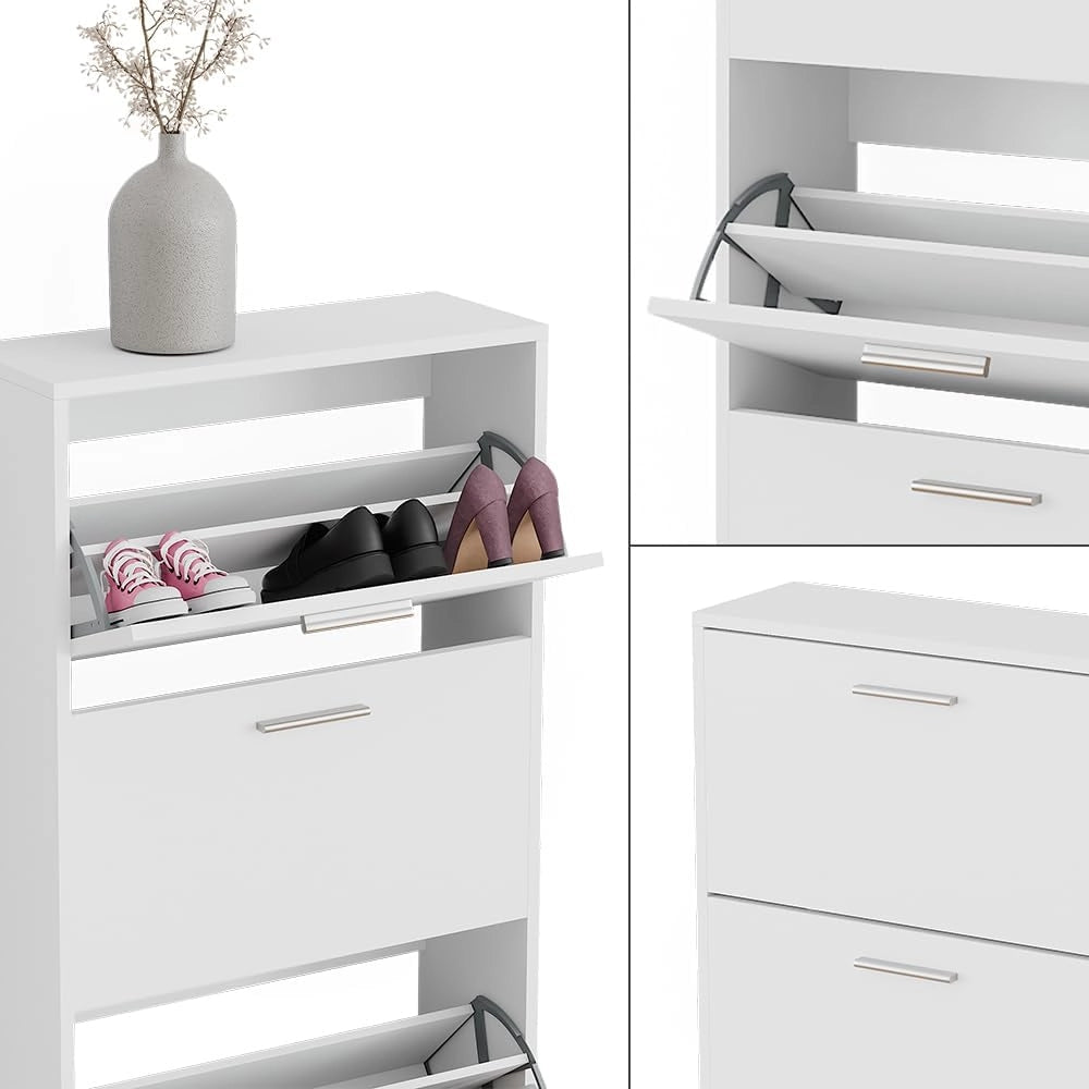 Scarpiera Gizmo, Bianco, 59 x 137 cm con 4 scomparti