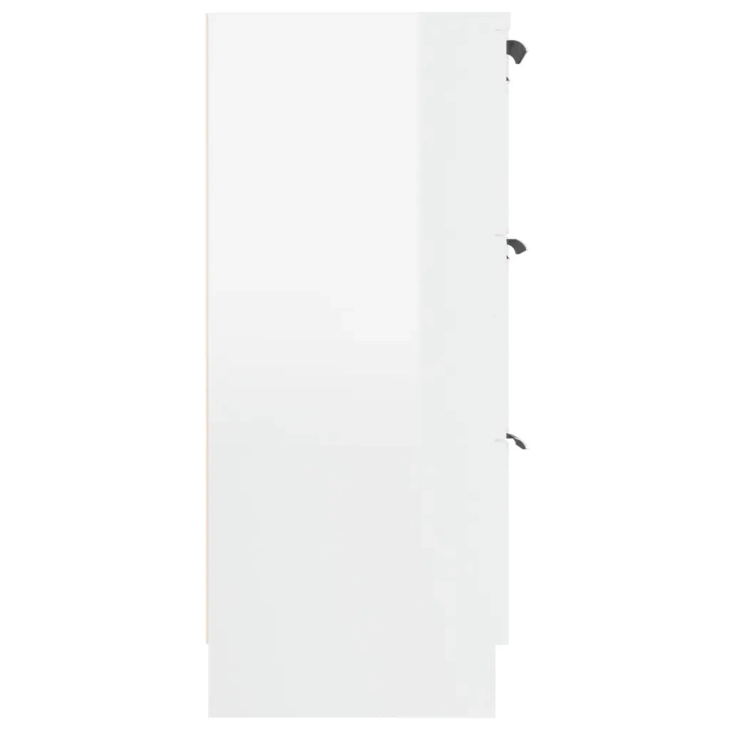 Credenza Bianco Lucido 60x30x70 cm in Legno Multistrato