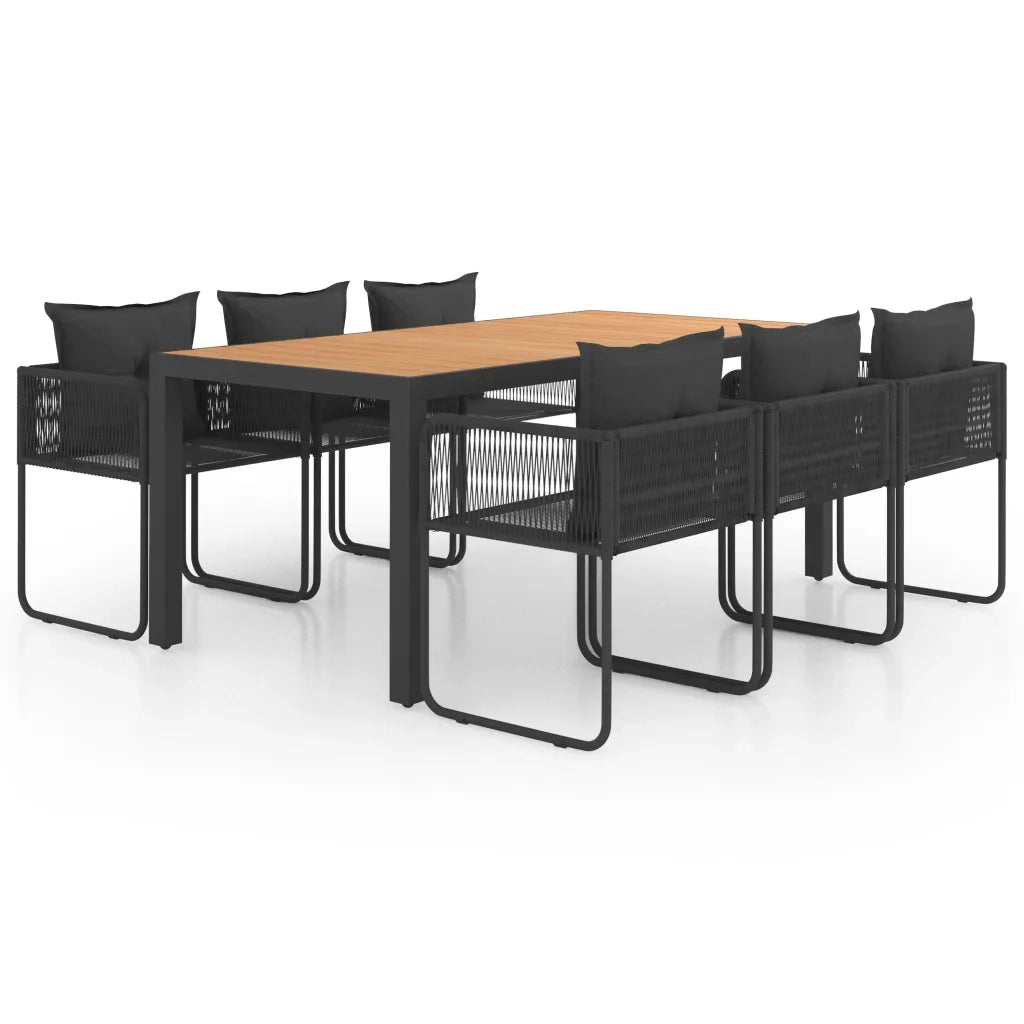 Set da Pranzo da Giardino 7 pz in Rattan PVC Nero e Marrone 3060110