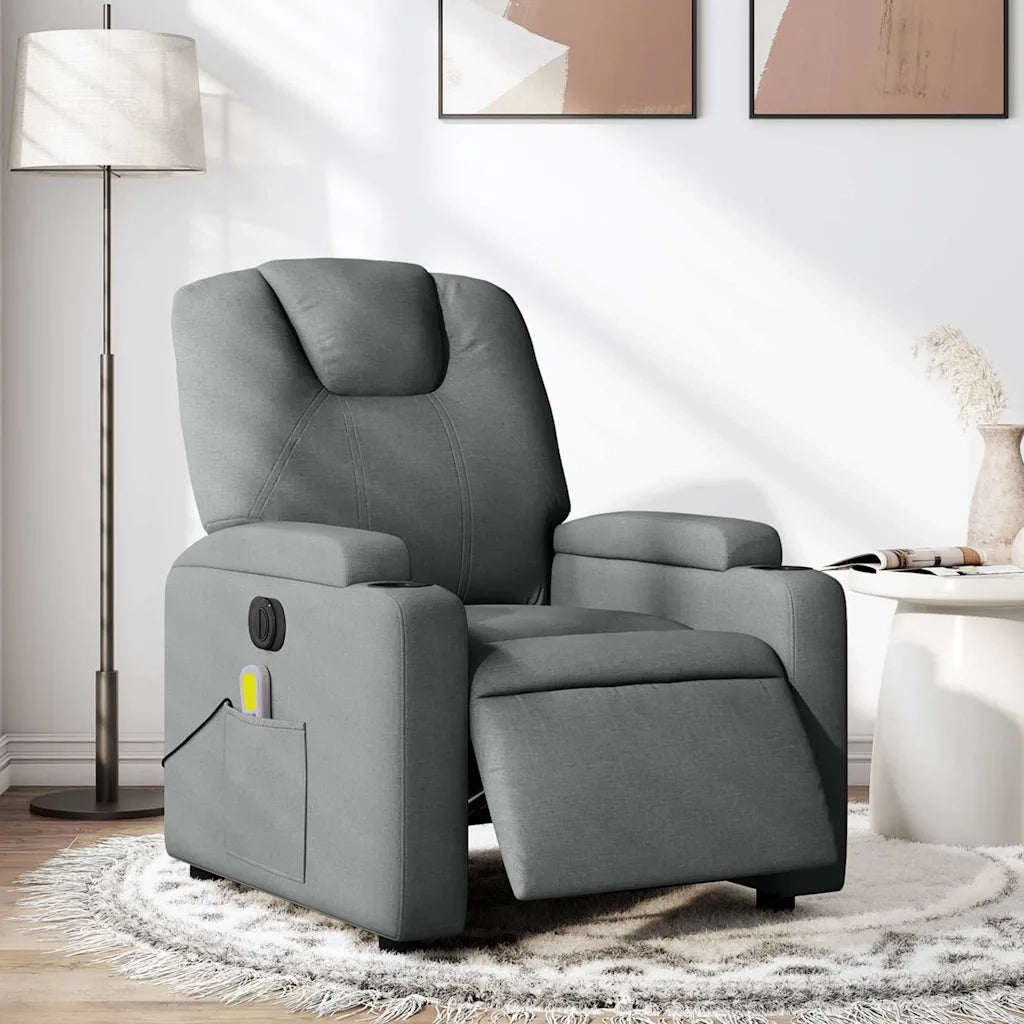 Poltrona Reclinabile Massaggio Elettrica Grigio Scuro Tessuto 3204357