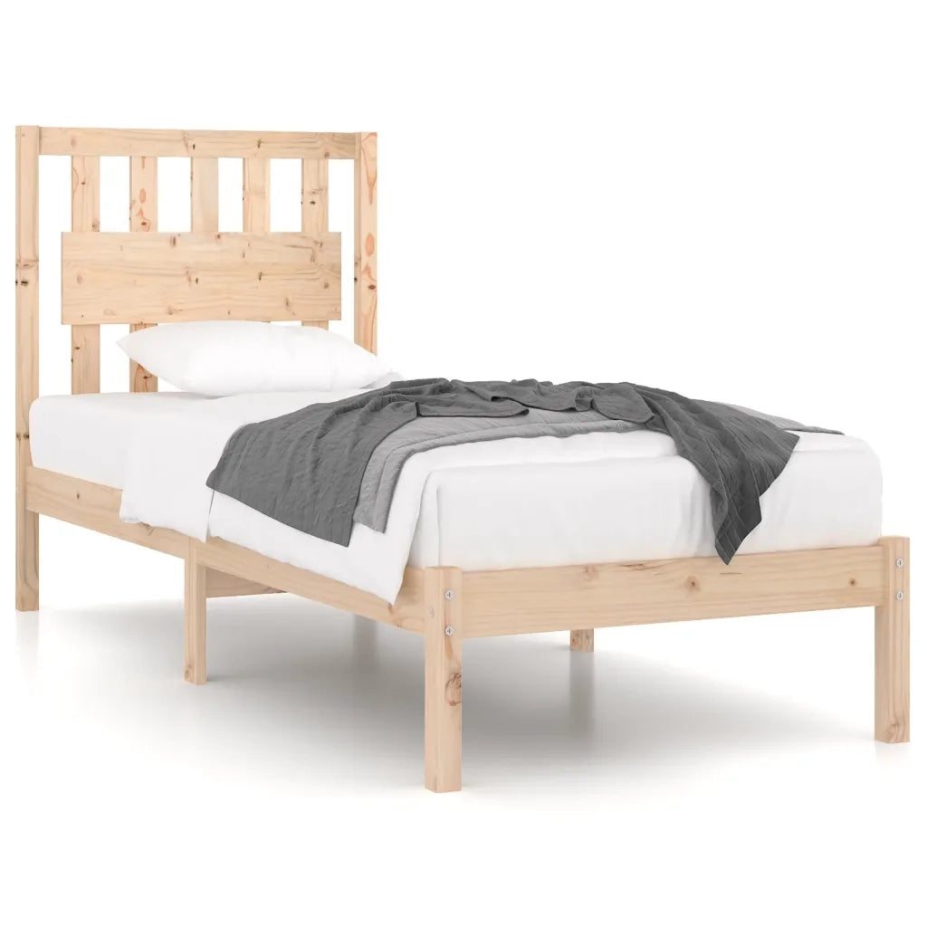 Letto singolo | Letto per adulti | Giroletto in Legno Massello di Pino 90x190 cm Single
