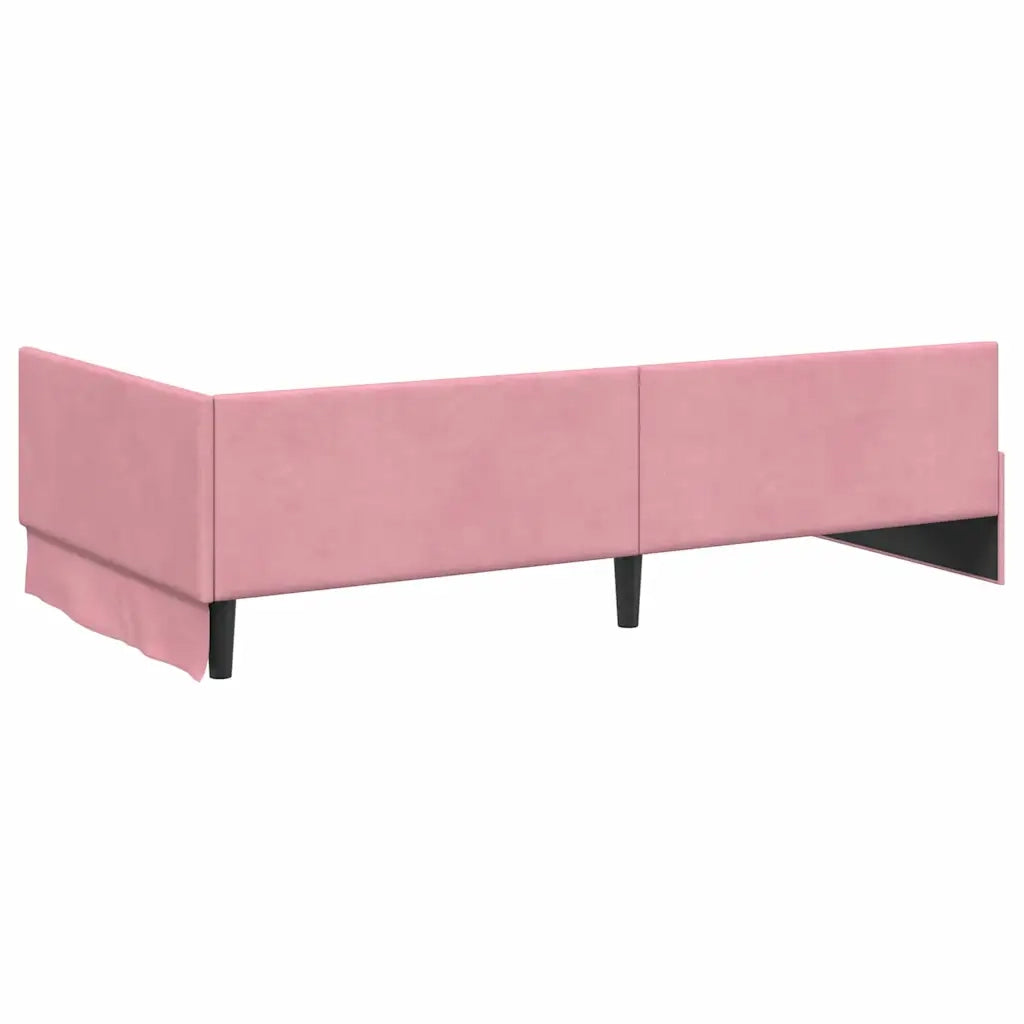 Cornice del letto ad angolo Rosa 100 cm x 200 cm Velluto 42016094