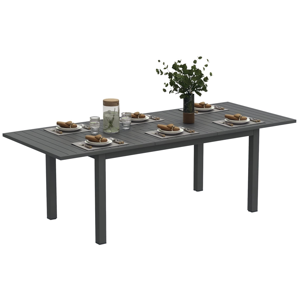 Tavolo da pranzo allungabile in alluminio ¨C zephmum ¨C grigio 160/220x90 cm