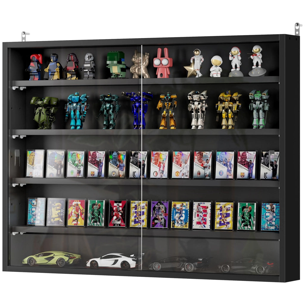 Libreria a muro con ante scorrevoli e ripiani regolabili ¨C zephmum ¨C 80x60x9.5 cm nero