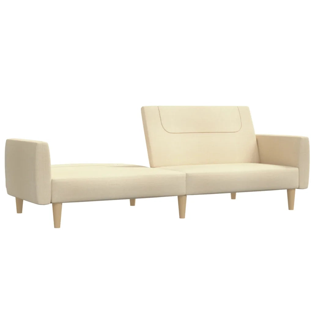 Divano Letto a 2 Posti Crema in Tessuto 375787