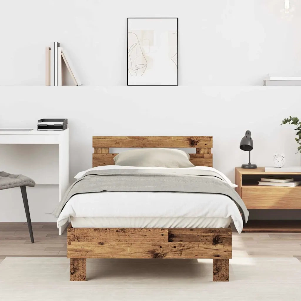 Struttura del letto con testiera-Giroletto Legno vecchio 193 x 95 x 88 cm