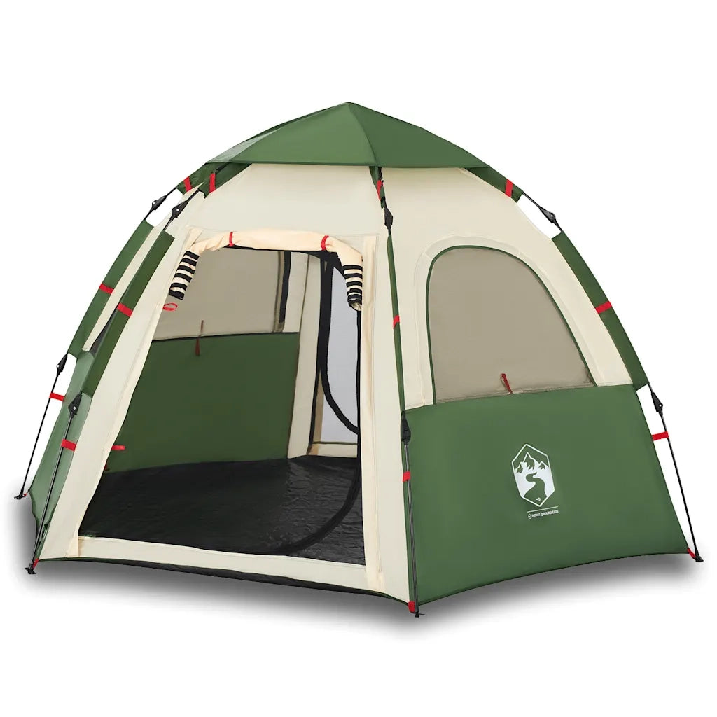 Tenda da Campeggio Cabina 4 Persone-Tenda per Escursionismo Verde a Rilascio Rapido 322469