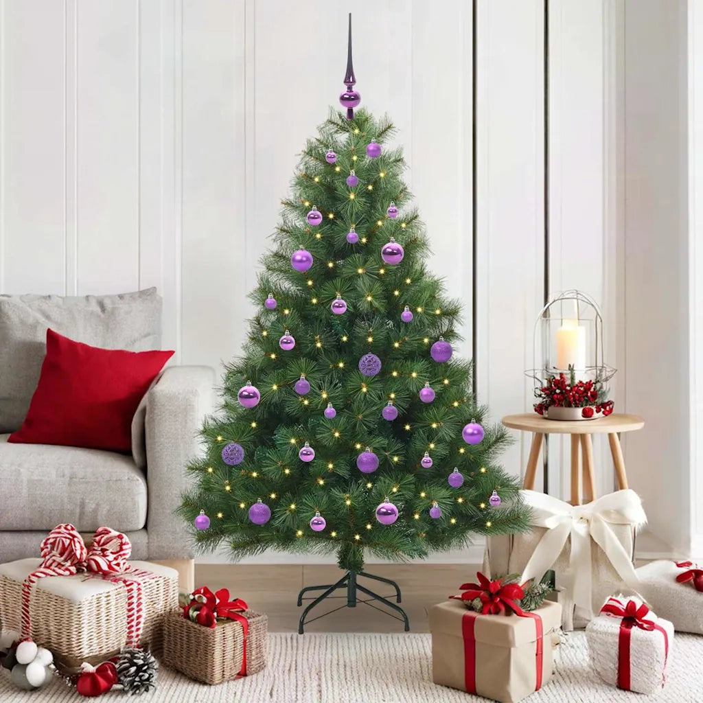 Albero di Natale | Decorazioni natalizie artificiale con 150 LED Verde 150 cm PE e PVC