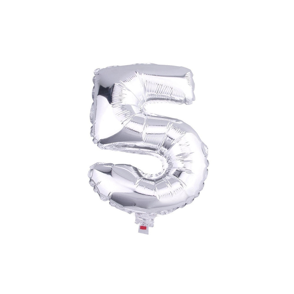 Trade Shop - Palloncino Numero 5 Gonfiabile Elio Argento 35 Cm Compleanno Festa Party Casa -