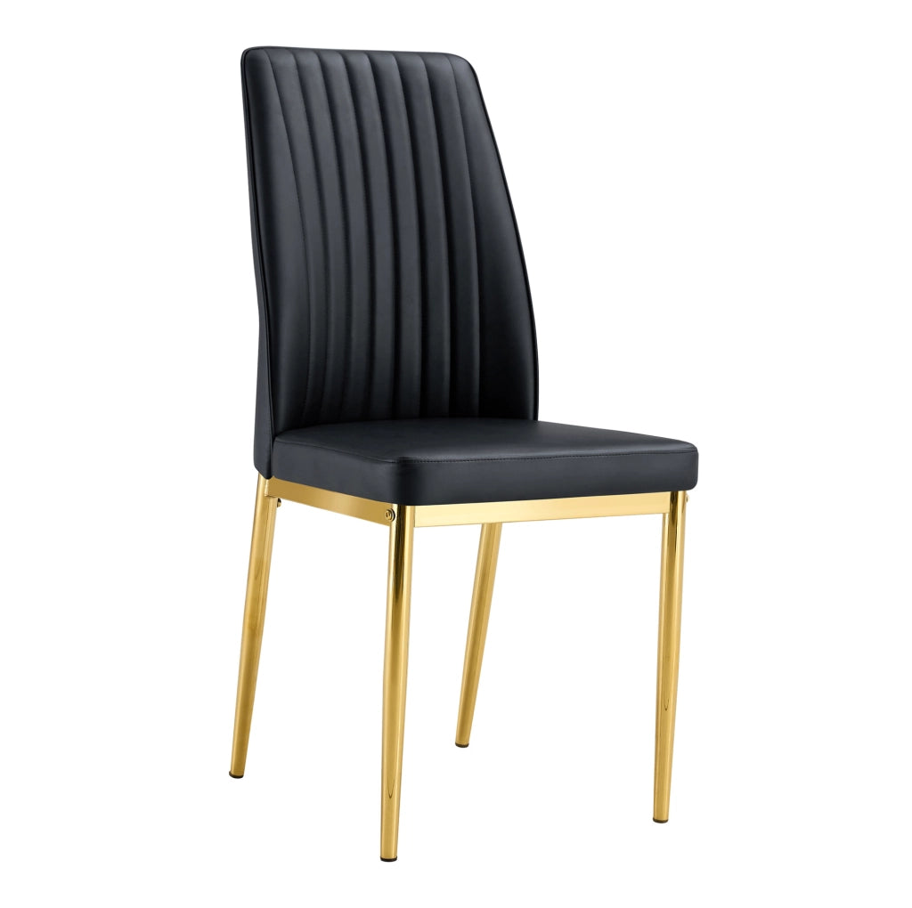 Set di 4 sedie da pranzo in PU nero con gambe dorate