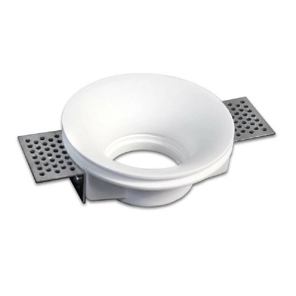 Trade Shop - Portafaretto A Incasso In Gesso Scomparsa Tondo Supporto Faretto Gu10 Gs-13 -