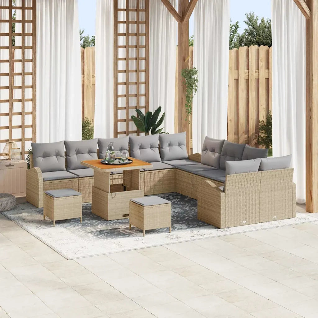 Set Divano da Giardino con cuscino 13 pcs Beige e Grigio Chiaro 3364402