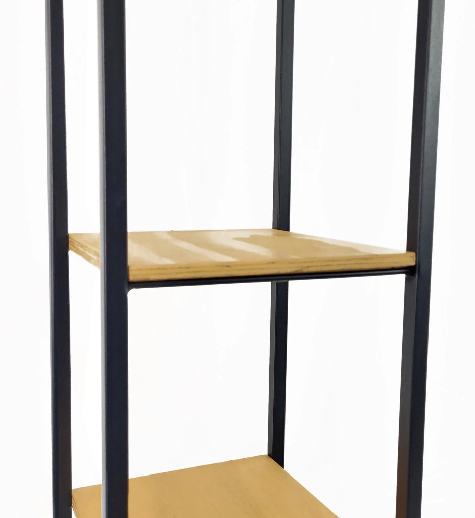 Tecnokit mensola parete frank a 3 ripiani in acciaio e legno, stile industrial, colore nero, cm 25x25x100h, parete attrezzata per soggiorno, cameretta, ufficio