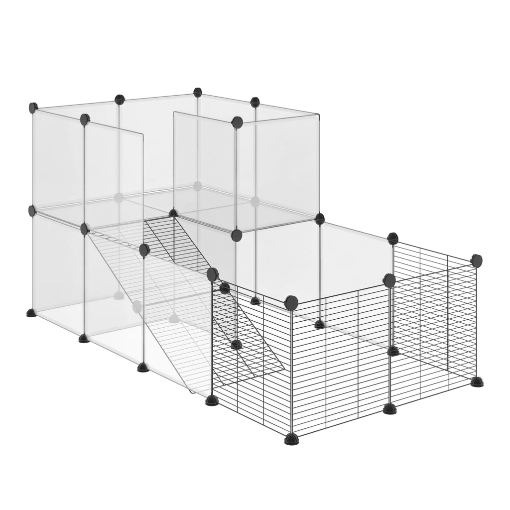 Recinto per Animali Modulabile ¨C zephmum ¨C Nero, Acciaio e PP, 140x70x70 cm