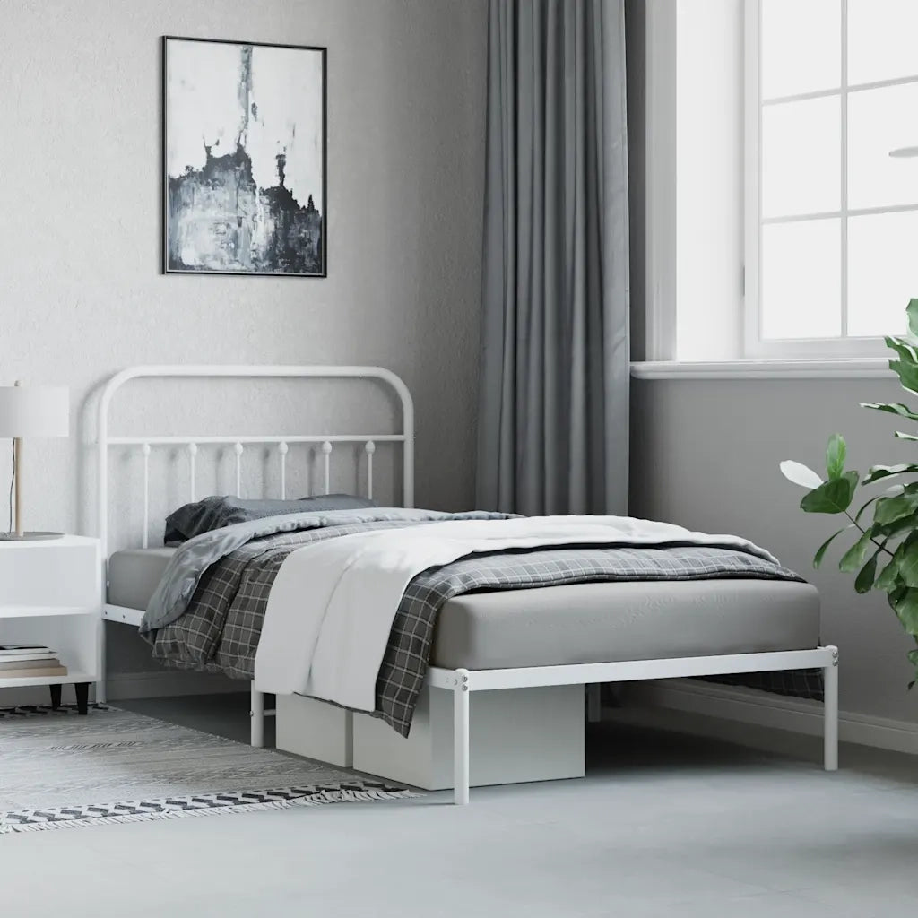 Giroletto con Testiera Metallo Bianco 107x203 cm 352623