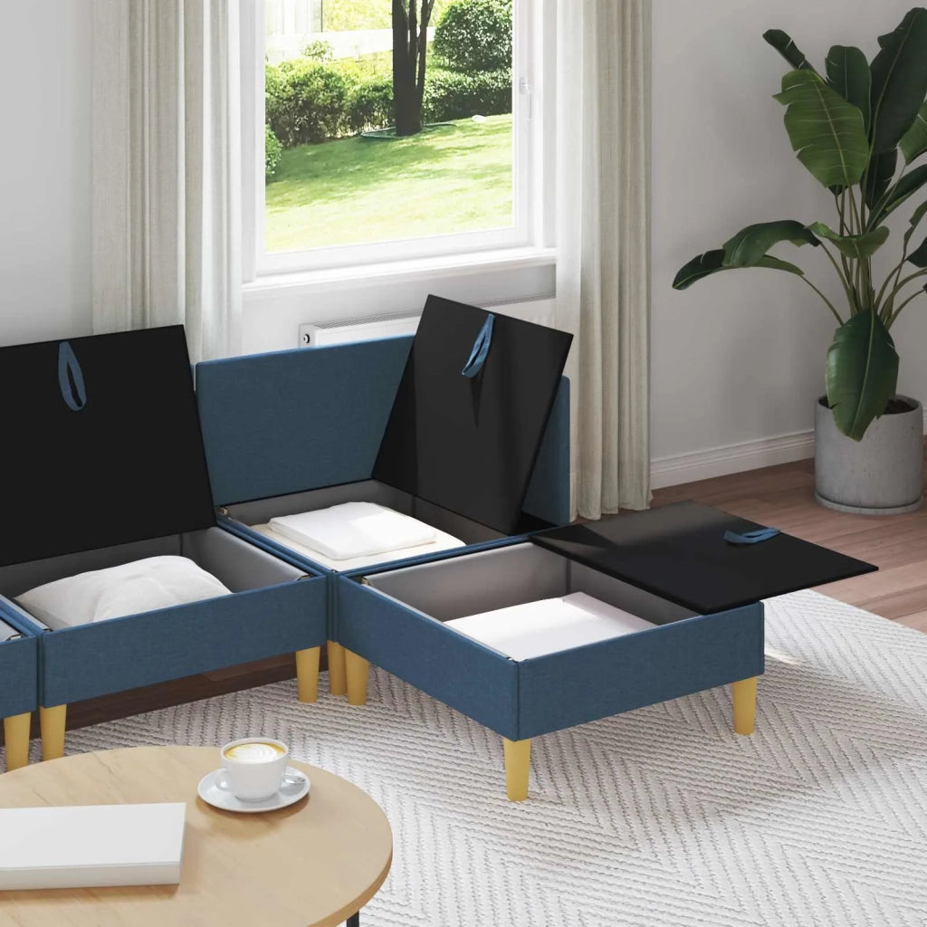 Set di divani modulari con spazio di archiviazione 4 pcs Blu