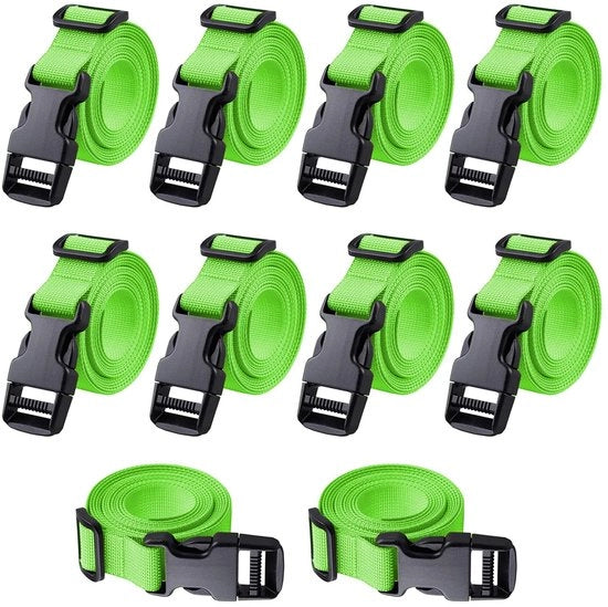 Accessorio per zaino 200 cm - Cintura nylon flessibile - Chiusura rapida - Sport all'aperto - Campeggio - 10 confezioni - Cintura di confezione