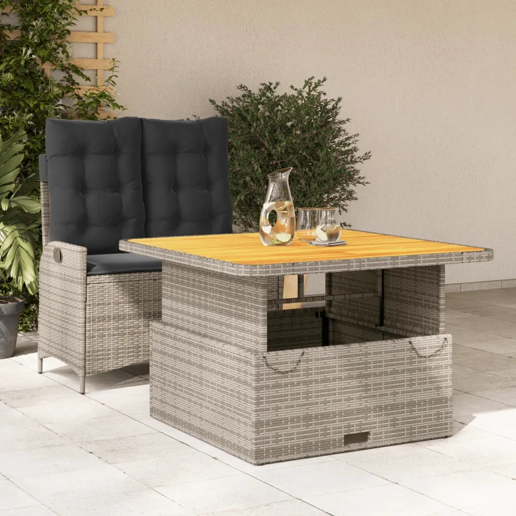 Set da Pranzo da Giardino 2 pz | Set Salotto da Giardino con Cuscini in Polyrattan Grigio