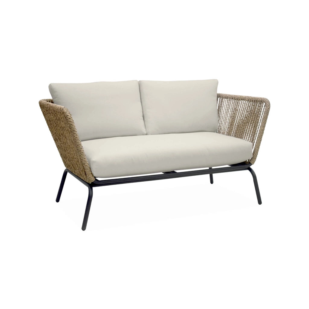 Salotto da giardino in resina intrecciata effetto rattan, 4 posti,