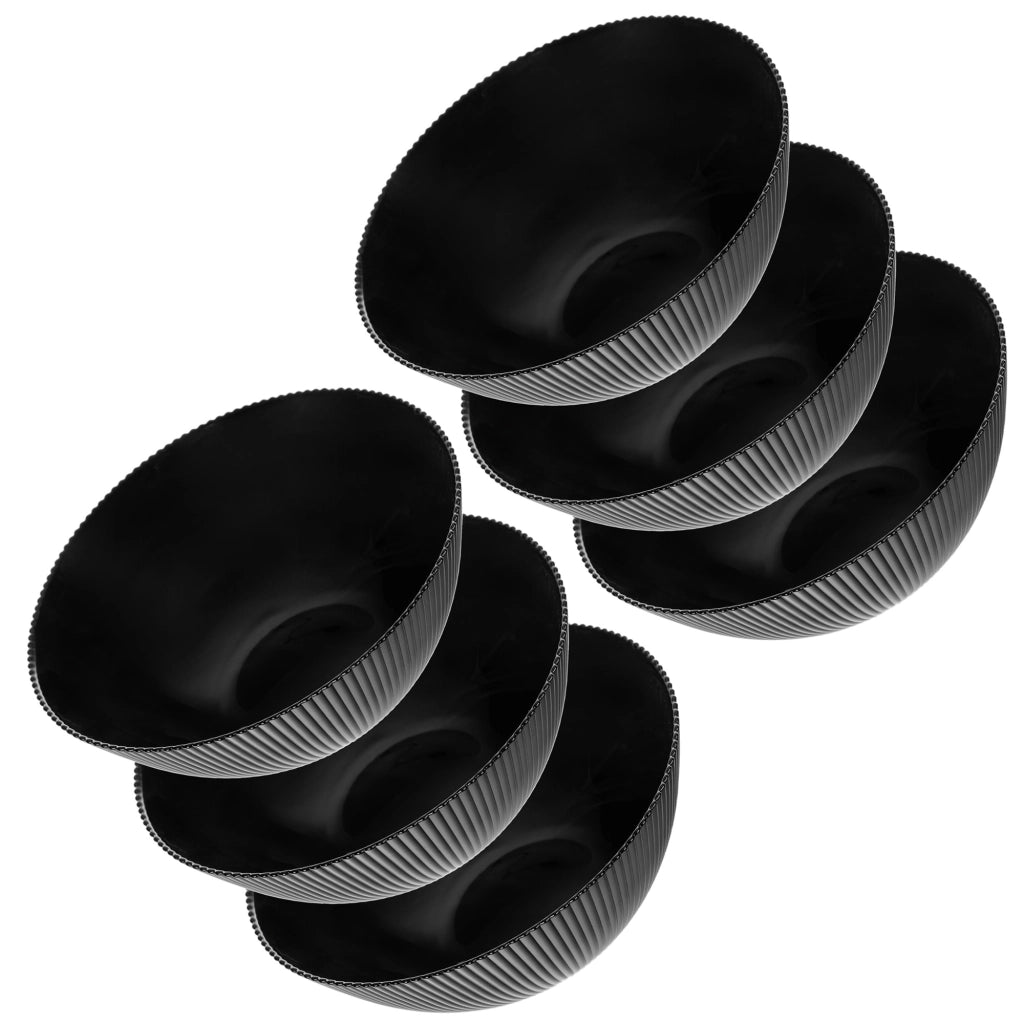 Set di 6 ciotole da insalata KADAX in vetro, 20 cm, per zuppe e snack, nere, scanalate.