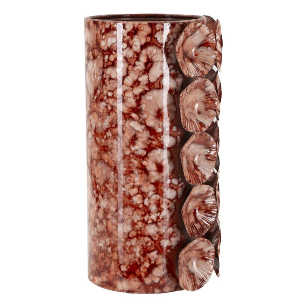 Vaso Decorativo VKH854, Rosso, Metallo, 12,5x12,5x24 cm