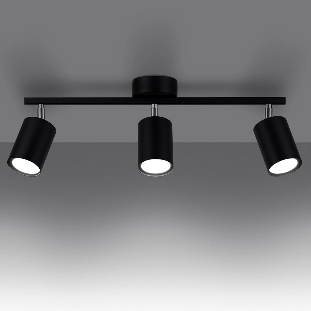 Plafoniera Pure Lume Fjello 3xGU10 orientabile nero/cromo