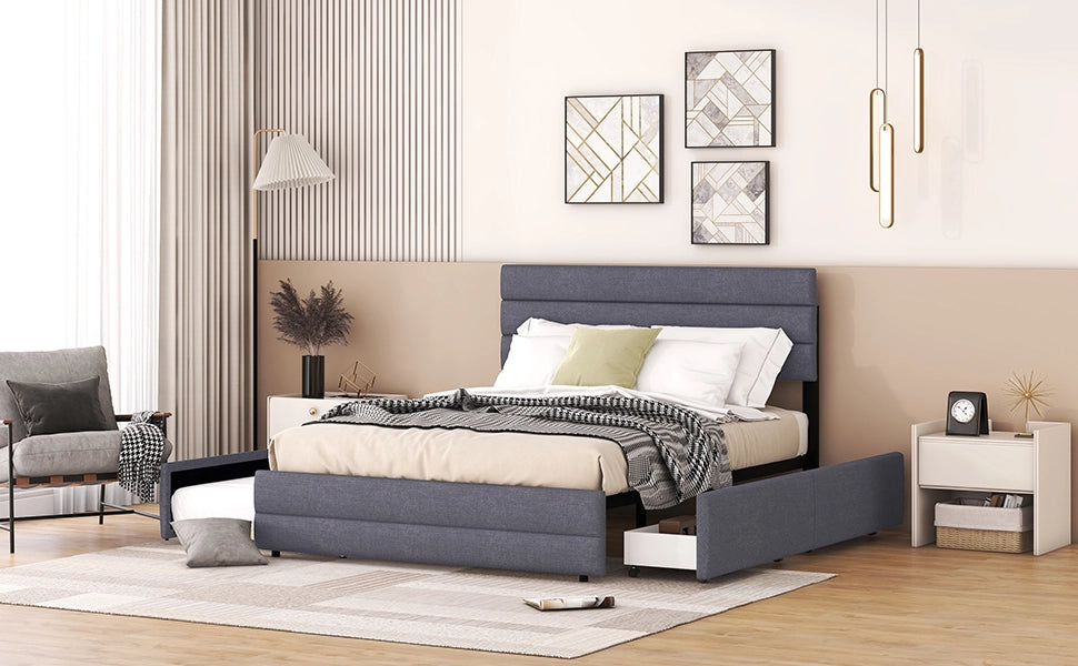 letto piattaforma lino grigio 140 x 200 cm