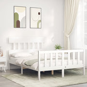 Letto senza Materasso-Struttura Letto Bianco 140x190 cm Legno Massello di Pino 120362