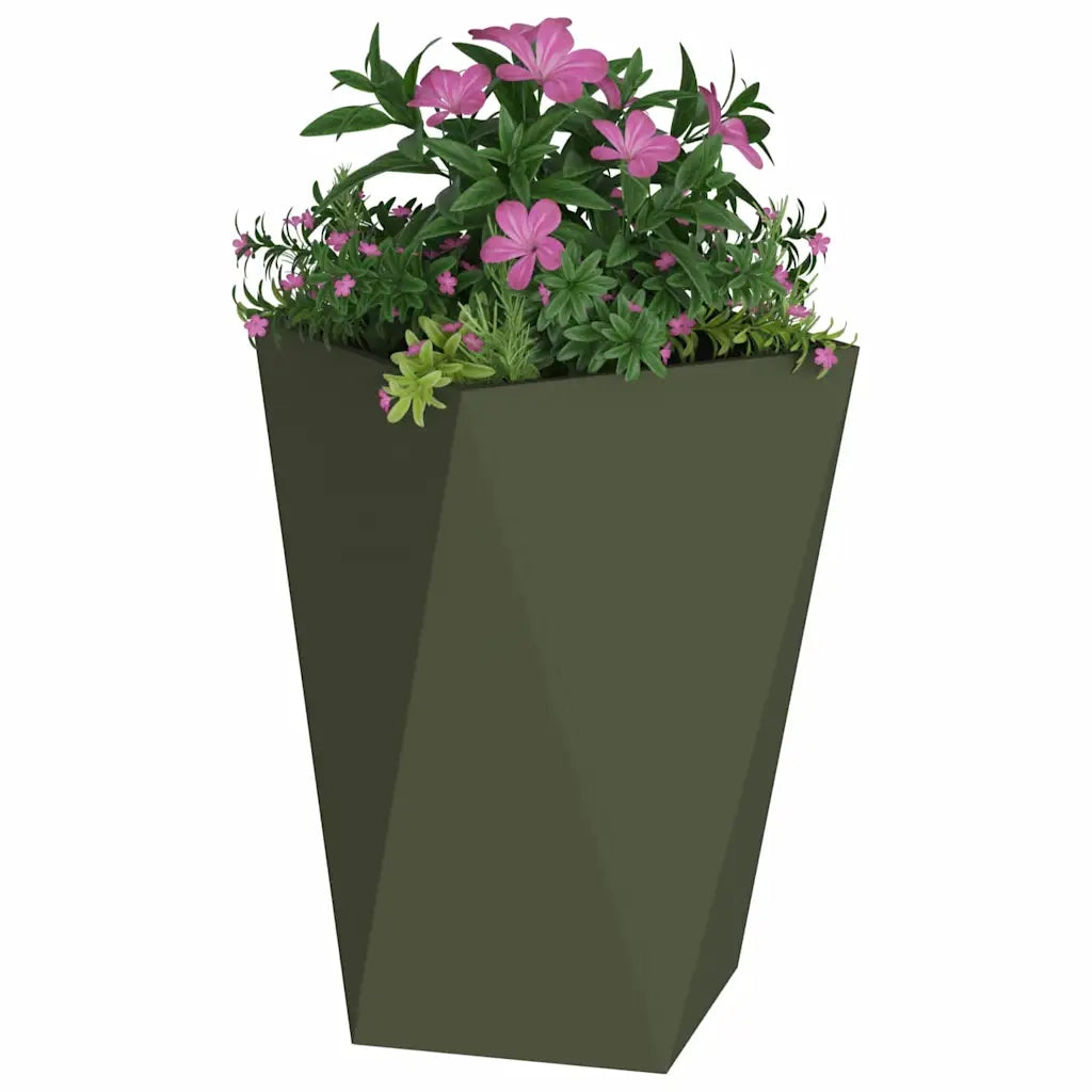 Fioriera-Vaso-Contenitore per Piante Verde oliva 50 x 50 x 75 cm Acciaio