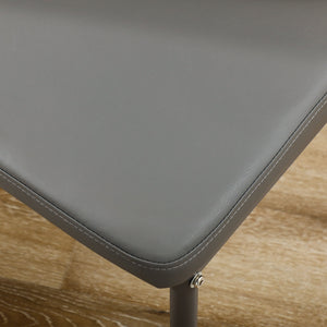 Set da Pranzo Tavolo e 4 Sedie in Similpelle Top in Vetro Temperato Grigio