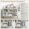 Scaffale a 6 Cubi, Libreria Aperta in Legno con Gambe Metalliche, Ripiani Regolabili in 5 Posizioni, Dispositivo Antiribaltamento, Scaffale per Casa e Ufficio, 120 x 35 x 79,5 cm (Bianco)