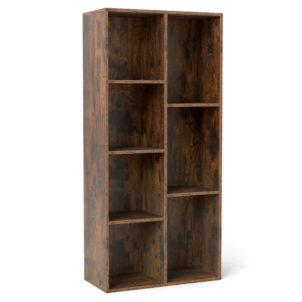 Scaffale da parete o indipendente a 7 cubi 49,5 x 23 x 106 cm moderno e spazioso mobile contenitore in legno ingegnerizzato marrone rustico 20_0017290