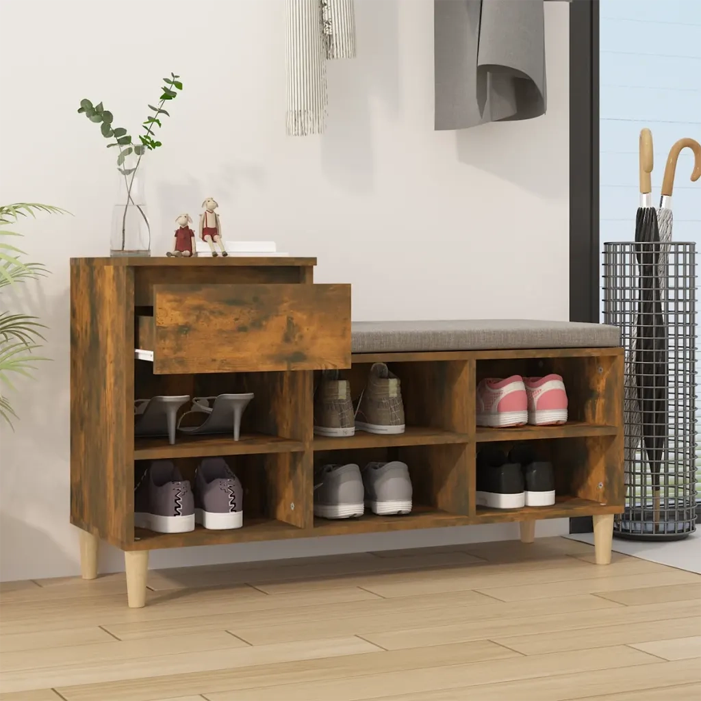 Scarpiera | Mobile per scarpe Rovere Fumo 102x36x60 cm in Legno Multistrato