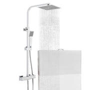 Grande soffione doccia inox 25x25cm, miscelatore termostatico doccia rettangolo 280x40mm, cromo