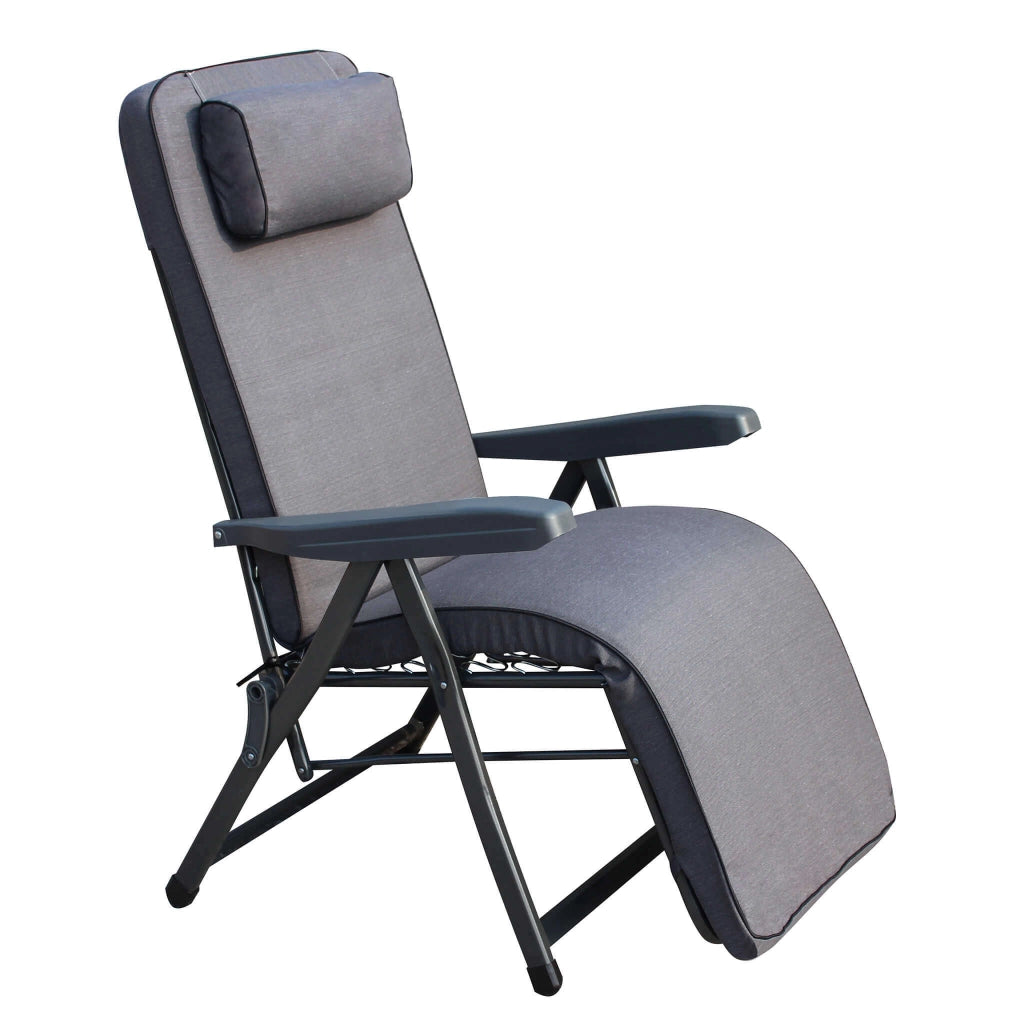 Poltrona Sdraio relax reclinabile in Tessuto Acciaio cm 155x60x60 - MORTY
