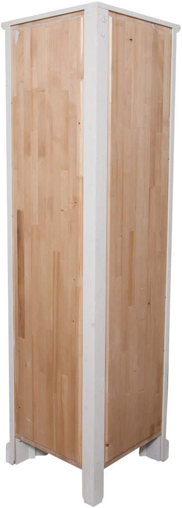 Biscottini Angoliera Country in legno massello di tiglio finitura bianca anticata L50xPR50xH184 cm. Made in Italy
