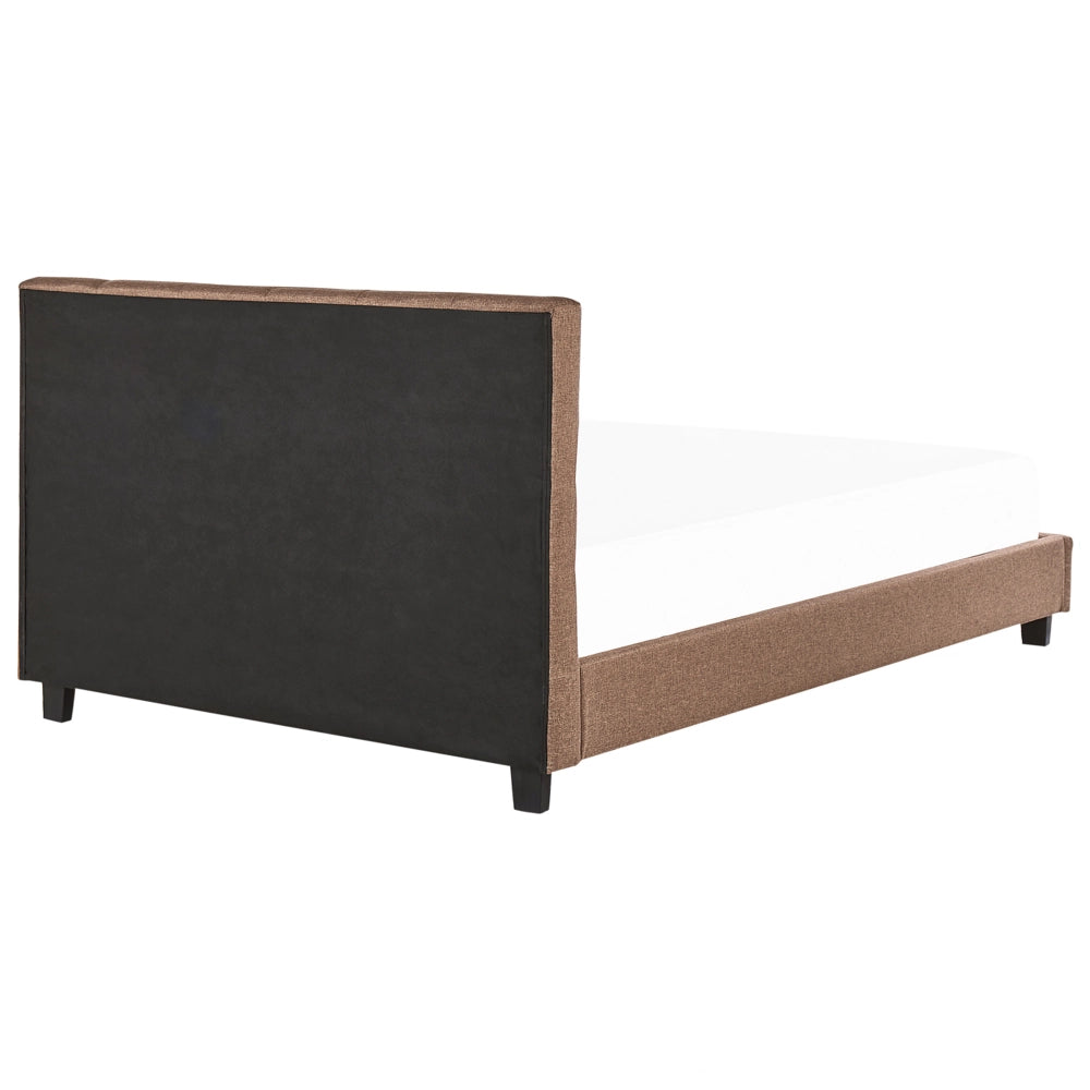 Letto imbottito tessuto marrone rete a doghe testiera trapuntata 180 x 200 cm