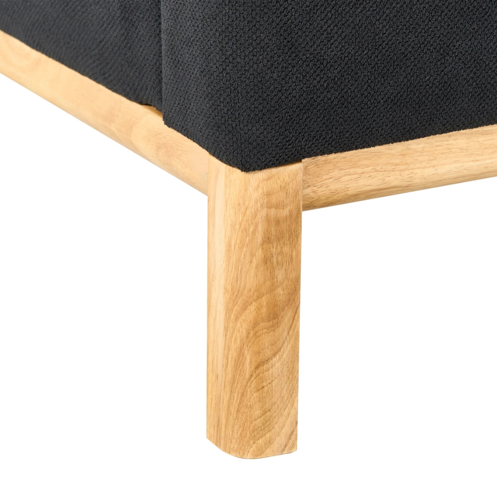 Divano a 3 posti in tessuto nero con gambe in legno stile elegante soggiorno
