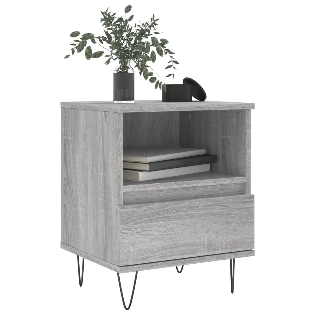 Set di 2 Comodini | Armadio da Notte | Mobiletto da notte Grigio Sonoma 40x35x50 cm in Legno Multistrato