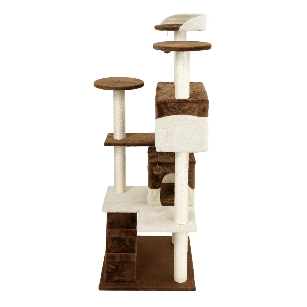 Albero tiragraffi per gatti marrone/beige 130 cm Albero per arrampicarsi Tiragraffi Gatto