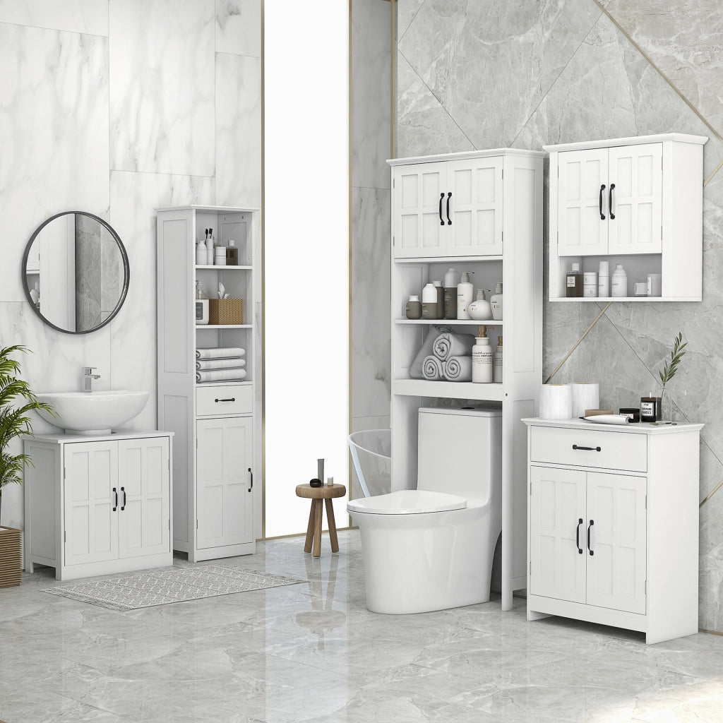 Mobile Bagno Sospeso con Ante e Ripiani ¨C Zephmum ¨C 66x23x178 Bianco