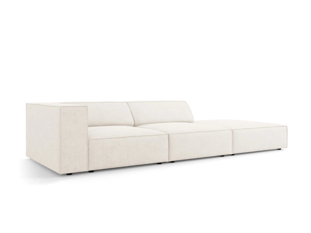 Cosmopolitan Design - Divano destro "Arendal" 4 posti in ciniglia con effetto a coste avorio 