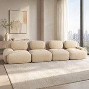 Divano angolare modulare 4 posti 388x103x70 cm in tessuto a coste beige