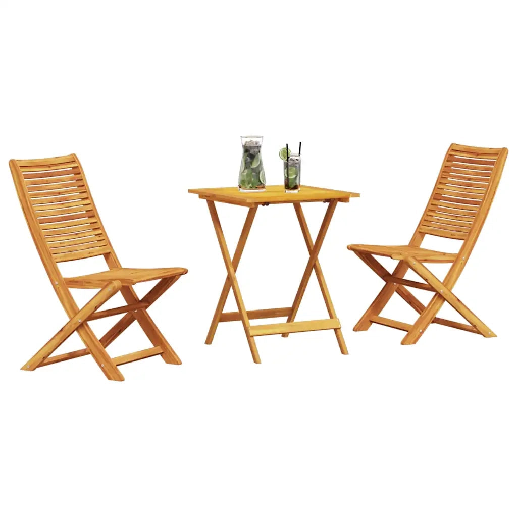Set Bistro Pieghevole 3 pcs Marrone Legno di Acacia Massello