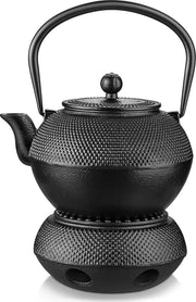 Tazza da tè in ghisa, tazza da tè asiatica, testura a cuoio, nera
