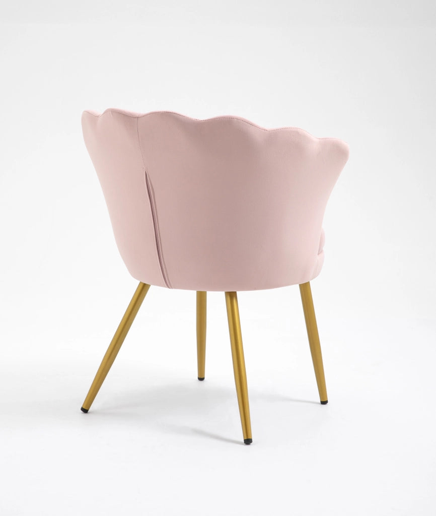 Poltrona Conchiglia Camera da Letto in Velluto Design Moderno Maddina RosaCipria